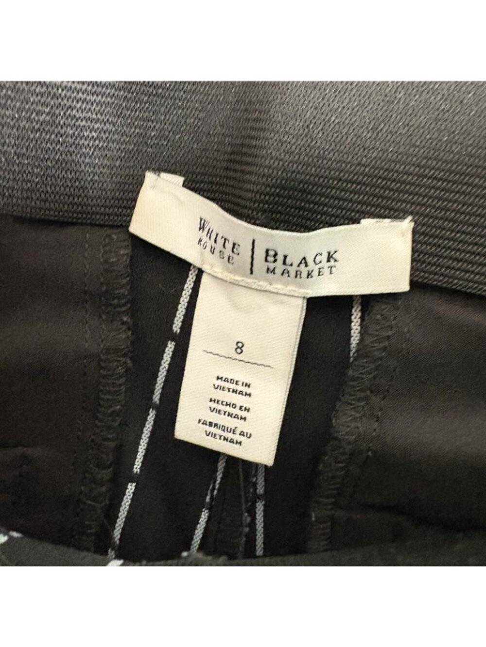 White House Black Market Womn 8 Black White Dot Print The Slim Side Zip Pant NWT - Picture 9 of 12